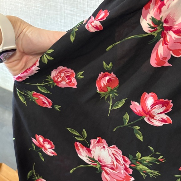 Xhilaration Black Dress with Pink Floral Design - Picture 3 of 3
